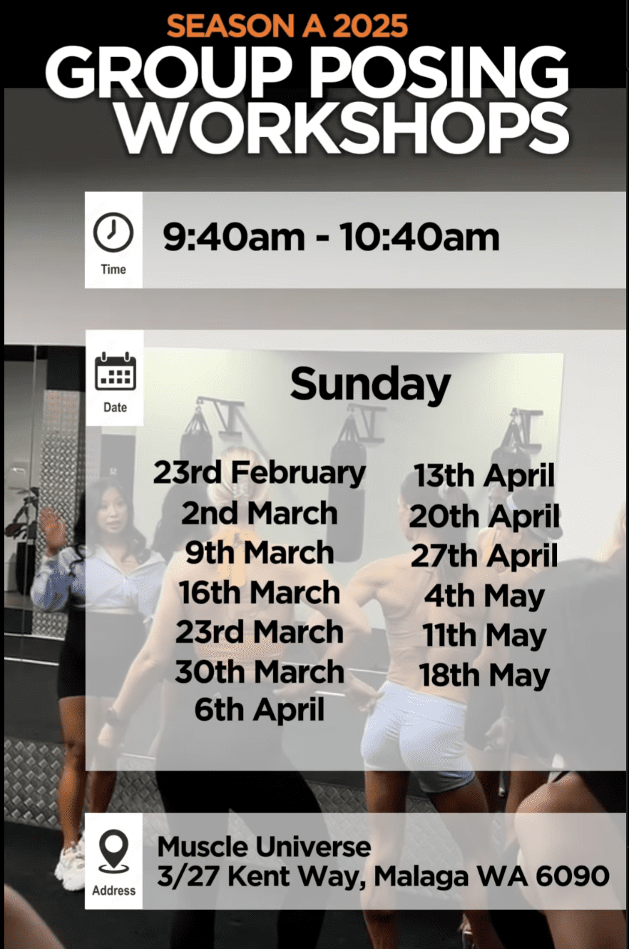 YNF Posing Workshops poster with dates and time.